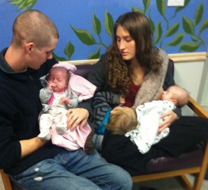 The Rengo Family: Cleave, Erica, with 10 month old Levi, and newborn twins.