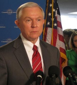 Sen. Jeff Sessions, speaking to the press. (Photo: Talk Radio News Service)